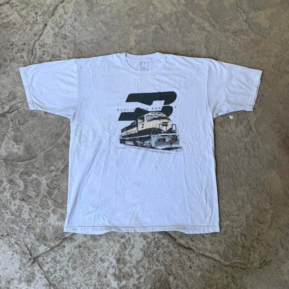 Vintage VTG 90’s Burlington Northern Train Graphic T-Shirt - Picture 3 of 8